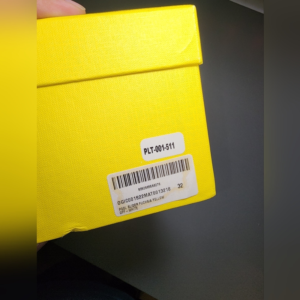 Off-White Kids Pool Slide Fuchsia Yellow Script Logo - Picture 6 of 12